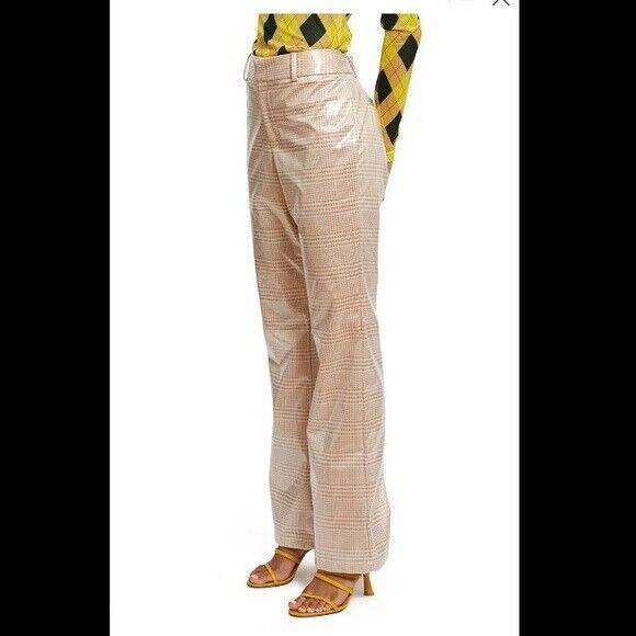 Fung Lan Flare Pants Trouser Gingham Sz 6 Pink 70's Inspired Retro Polyurethane - Picture 15 of 15